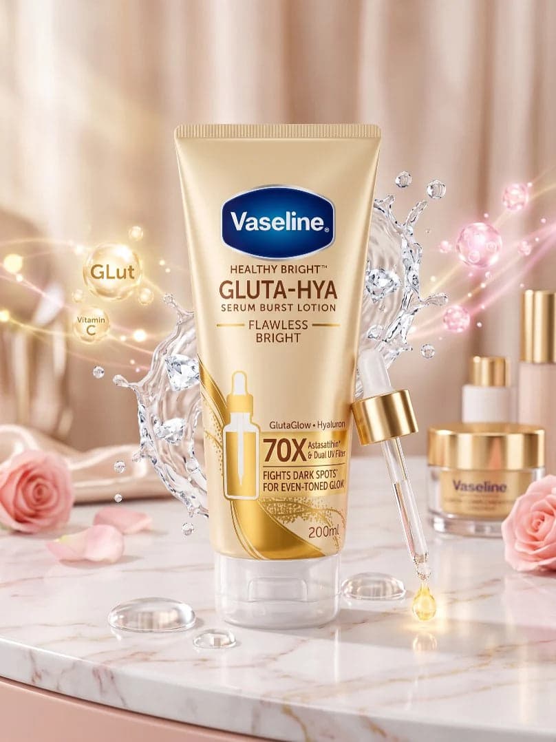Vaseline Gluta Hya Flawless Bright Serum Burst Lotion 70X 200ml